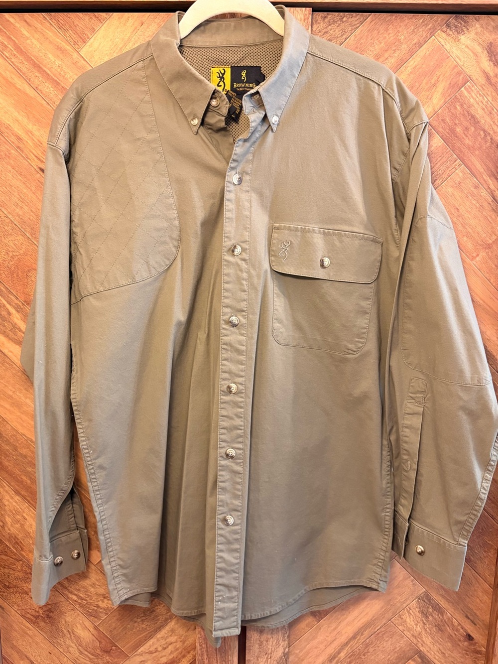 Browning Men's Button-Down Hunting/ Shooting Shirt in Olive Green